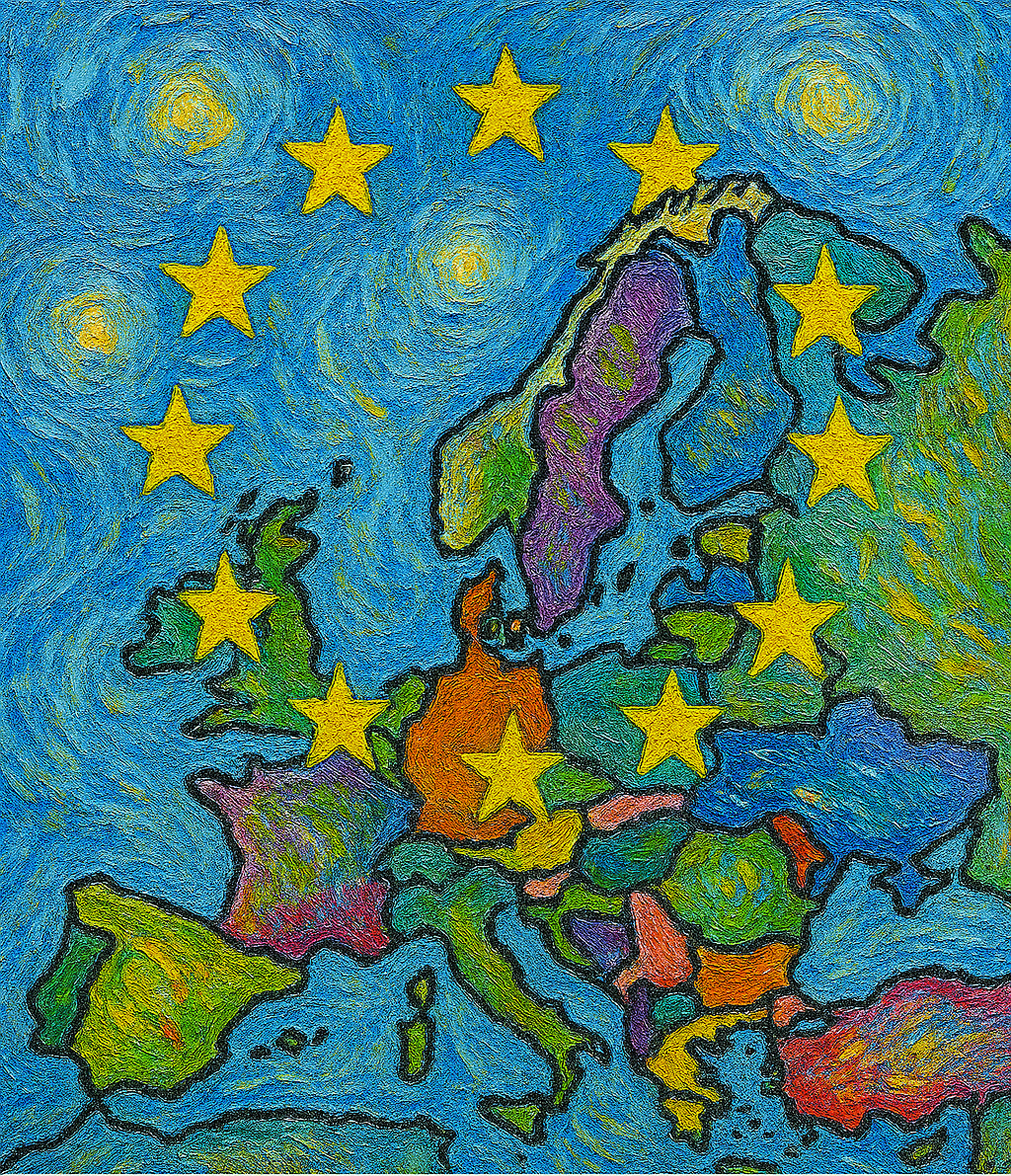 Map of Europe Van Gogh Style